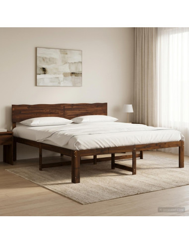 Letto matrimoniale con testiera ROSTOCK Marrone Scuro