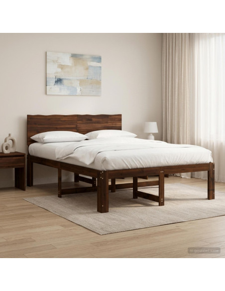 Letto matrimoniale con testiera ROSTOCK Marrone Scuro