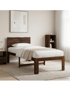 Letto Singolo con Testiera ROSTOCK Marrone Scuro 80 x 200 cm