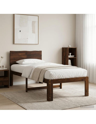 Letto Singolo con Testiera ROSTOCK Marrone Scuro 80 x 200 cm