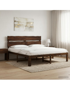 Letto matrimoniale con testiera ROSTOCK Marrone Scuro