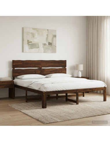 Letto matrimoniale con testiera ROSTOCK Marrone Scuro