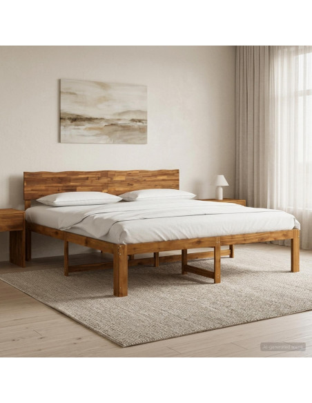 Letto matrimoniale con testiera ROSTOCK Naturale 193 x 203 cm