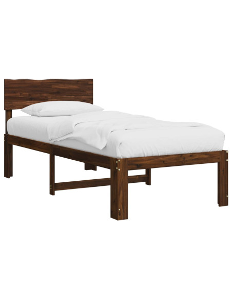 Letto Singolo con Testiera ROSTOCK Marrone Scuro 100 x 200 cm
