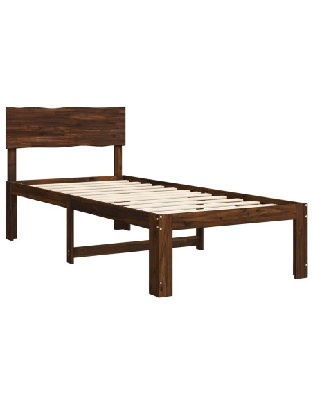 Letto Singolo con Testiera ROSTOCK Marrone Scuro 100 x 200 cm