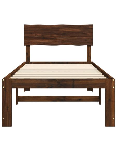 Letto Singolo con Testiera ROSTOCK Marrone Scuro 100 x 200 cm