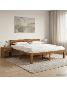 Letto matrimoniale con testiera ROSTOCK Naturale 193 x 203 cm