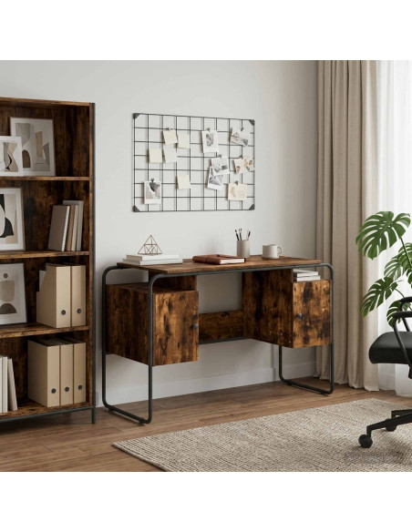 Scrivania con Spazio di Archiviazione Rovere Fumo