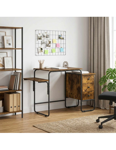 Scrivania con Spazio di Archiviazione Rovere Fumo