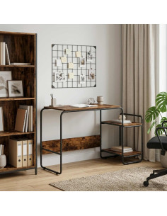 Scrivania con Spazio di Archiviazione Rovere Fumo