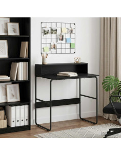 Scrivania con Spazio di Archiviazione Rovere Nero