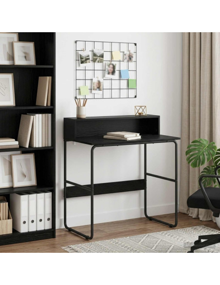 Scrivania con Spazio di Archiviazione Rovere Nero
