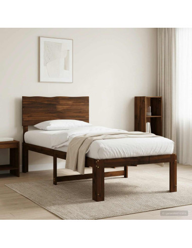 Letto Singolo con Testiera ROSTOCK Marrone Scuro 90 x 200 cm