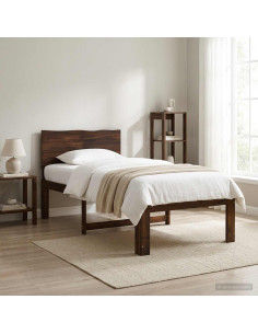 Letto Singolo con Testiera ROSTOCK Marrone Scuro 90 x 200 cm