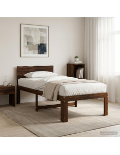Letto Singolo con Testiera ROSTOCK Marrone Scuro 90 x 200 cm