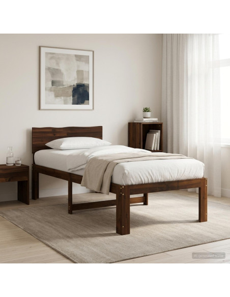 Letto Singolo con Testiera ROSTOCK Marrone Scuro 90 x 200 cm