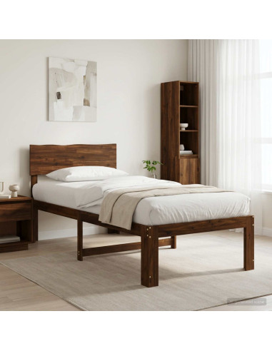 Letto Singolo con Testiera ROSTOCK Marrone Scuro 90 x 190 cm