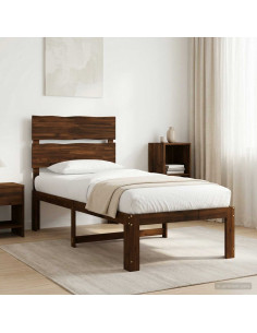 Letto Singolo con Testiera ROSTOCK Marrone Scuro 90 x 190 cm