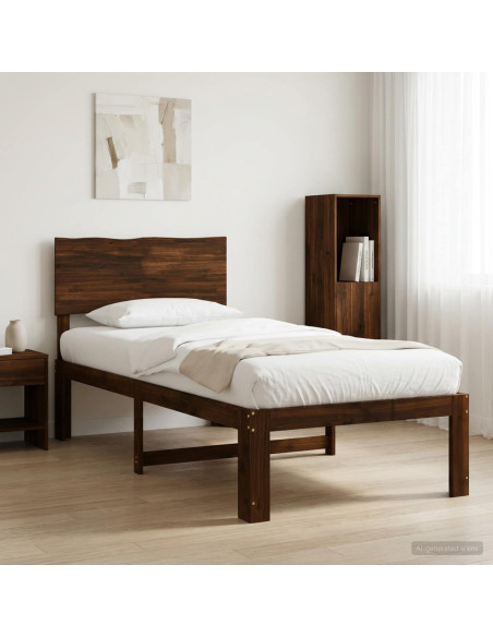 Letto Singolo con Testiera ROSTOCK Marrone Scuro 80 x 200 cm