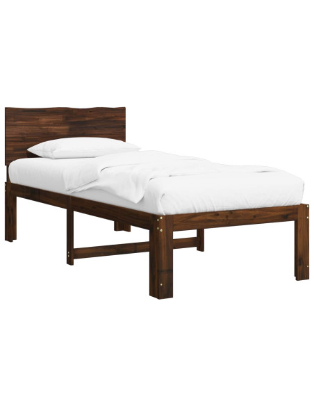 Letto Singolo con Testiera ROSTOCK Marrone Scuro 90 x 200 cm