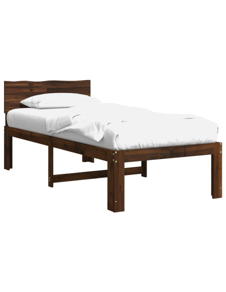 Letto Singolo con Testiera ROSTOCK Marrone Scuro 90 x 200 cm