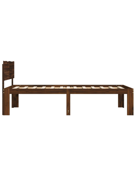 Letto Singolo con Testiera ROSTOCK Marrone Scuro 90 x 200 cm