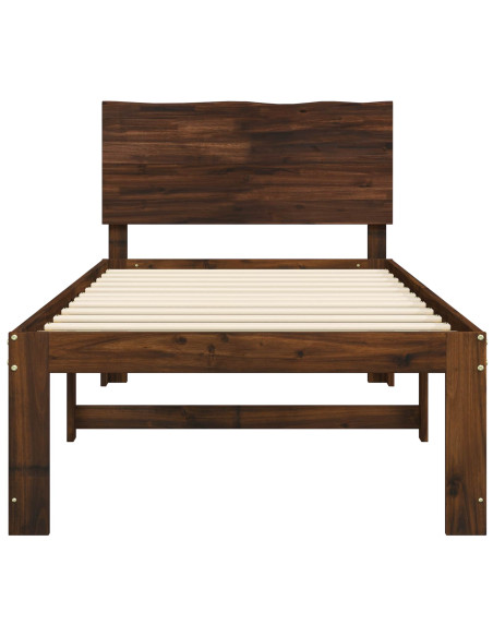 Letto Singolo con Testiera ROSTOCK Marrone Scuro 90 x 190 cm
