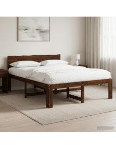 Letto matrimoniale con testiera ROSTOCK Marrone Scuro