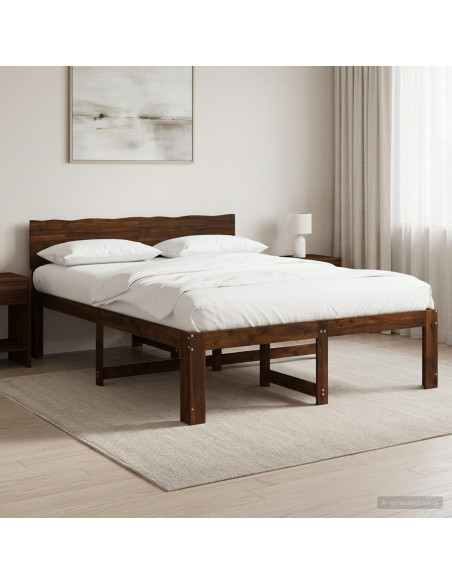 Letto matrimoniale con testiera ROSTOCK Marrone Scuro