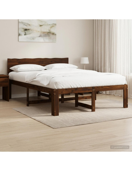 Letto matrimoniale con testiera ROSTOCK Marrone Scuro