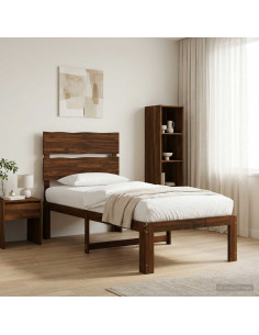 Letto Singolo con Testiera ROSTOCK Marrone Scuro 75 x 190 cm