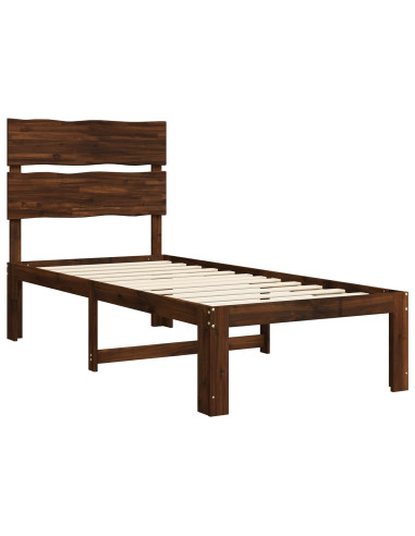 Letto Singolo con Testiera ROSTOCK Marrone Scuro 75 x 190 cm