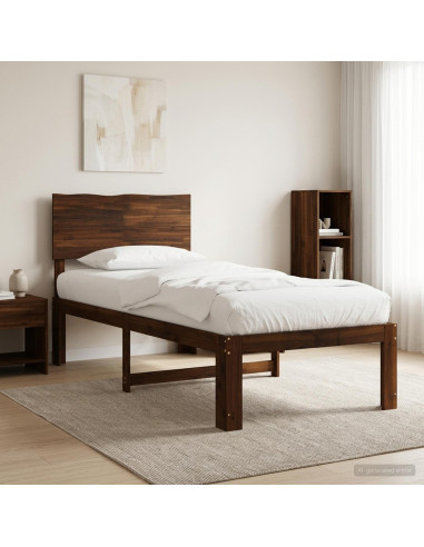 Letto Singolo con Testiera ROSTOCK Marrone Scuro 75 x 190 cm