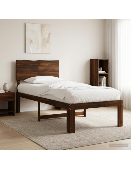 Letto Singolo con Testiera ROSTOCK Marrone Scuro 75 x 190 cm