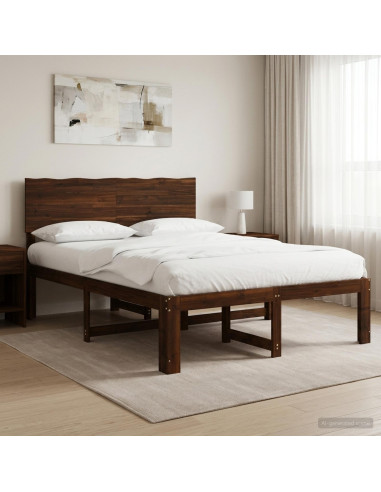 Letto matrimoniale con testiera ROSTOCK Marrone Scuro
