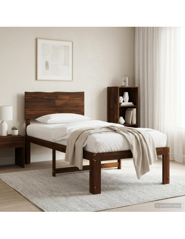 Letto Singolo con Testiera ROSTOCK Marrone Scuro 100 x 200 cm