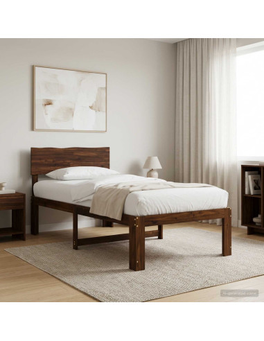 Letto Singolo con Testiera ROSTOCK Marrone Scuro 75 x 190 cm