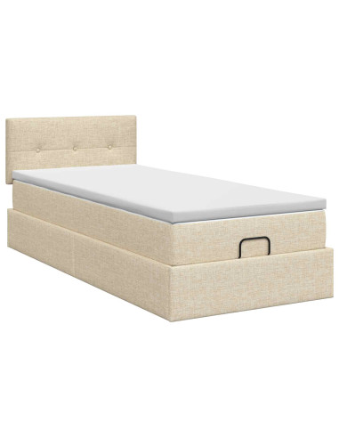 Letto ottomano con materasso Crema 100 x 200 cm Tessuto