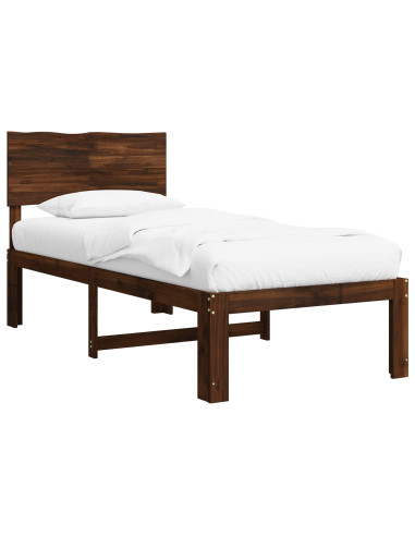 Letto Singolo con Testiera ROSTOCK Marrone Scuro 75 x 190 cm