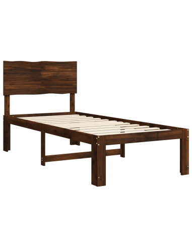 Letto Singolo con Testiera ROSTOCK Marrone Scuro 75 x 190 cm
