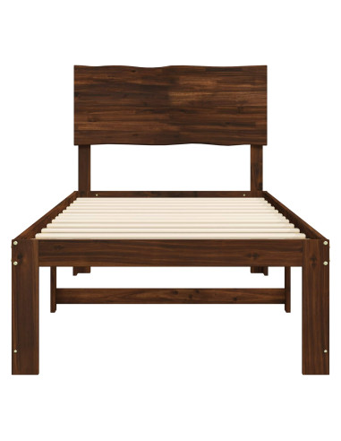 Letto Singolo con Testiera ROSTOCK Marrone Scuro 75 x 190 cm