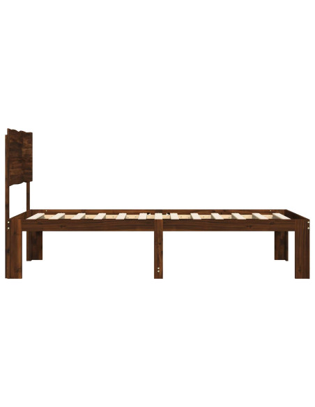 Letto Singolo con Testiera ROSTOCK Marrone Scuro 75 x 190 cm