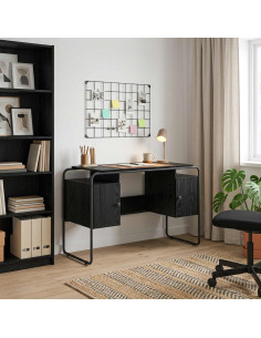 Scrivania con Spazio di Archiviazione Rovere Nero