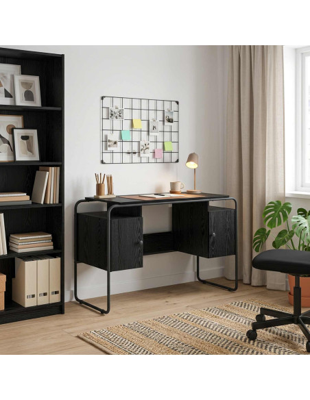 Scrivania con Spazio di Archiviazione Rovere Nero