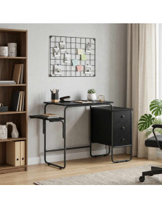 Scrivania con Spazio di Archiviazione Rovere Nero