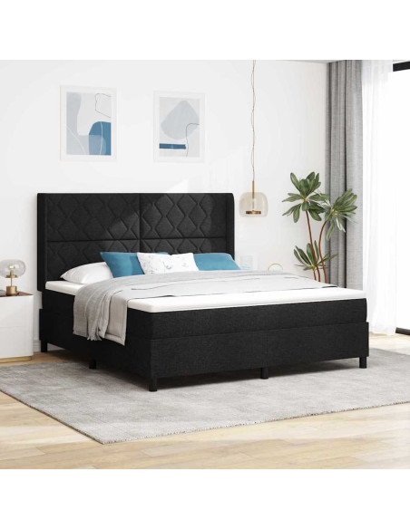 Letto a Sorgente LED con testiera Nero 180 x 200 cm Tessuto
