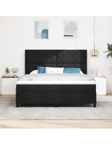 Letto a Sorgente LED con testiera Nero 180 x 200 cm Tessuto