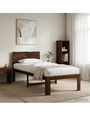 Letto Singolo con Testiera ROSTOCK Marrone Scuro 100 x 200 cm