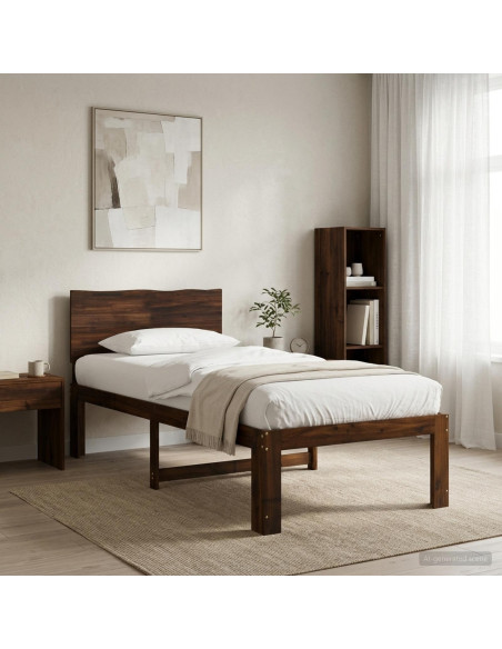 Letto Singolo con Testiera ROSTOCK Marrone Scuro 100 x 200 cm