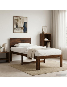 Letto Singolo con Testiera ROSTOCK Marrone Scuro 75 x 190 cm